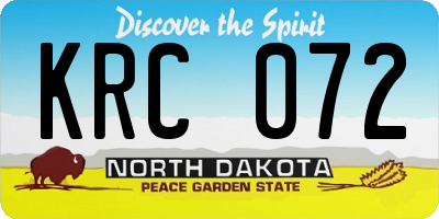 ND license plate KRC072