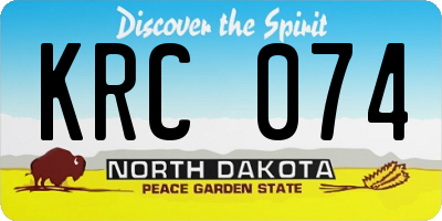 ND license plate KRC074