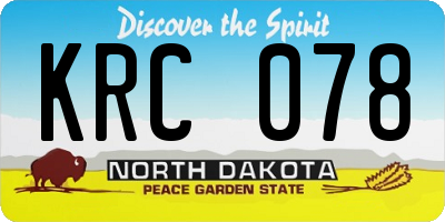 ND license plate KRC078