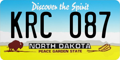 ND license plate KRC087