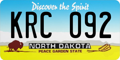 ND license plate KRC092
