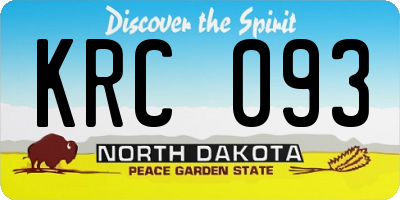 ND license plate KRC093