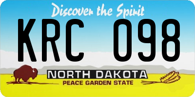 ND license plate KRC098