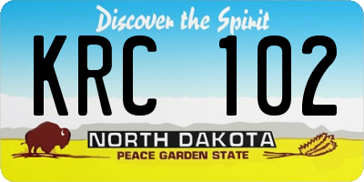 ND license plate KRC102