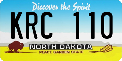 ND license plate KRC110