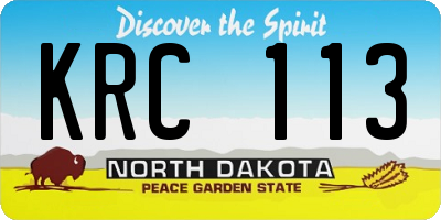 ND license plate KRC113