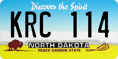 ND license plate KRC114