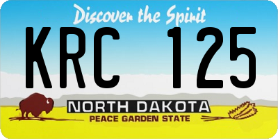 ND license plate KRC125