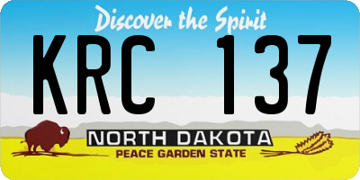 ND license plate KRC137