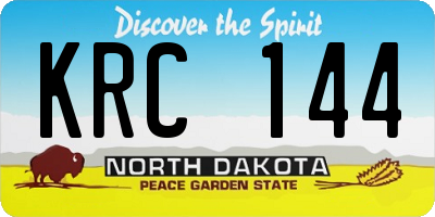ND license plate KRC144
