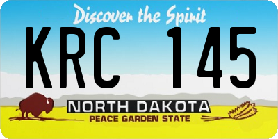 ND license plate KRC145