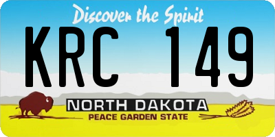 ND license plate KRC149