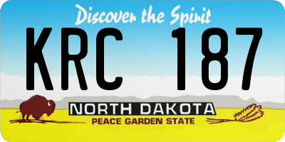 ND license plate KRC187