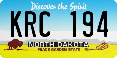 ND license plate KRC194