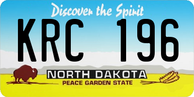 ND license plate KRC196