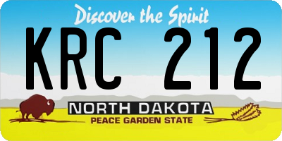 ND license plate KRC212