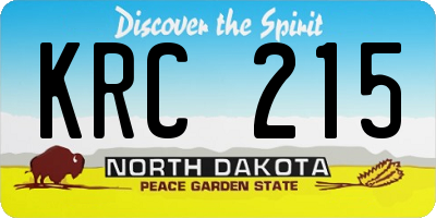 ND license plate KRC215