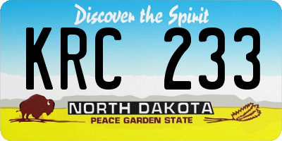 ND license plate KRC233