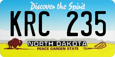 ND license plate KRC235
