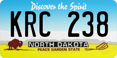 ND license plate KRC238