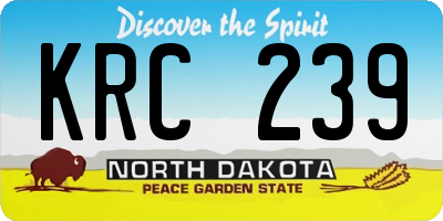 ND license plate KRC239