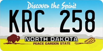 ND license plate KRC258
