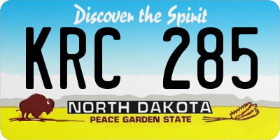 ND license plate KRC285