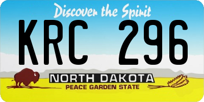 ND license plate KRC296