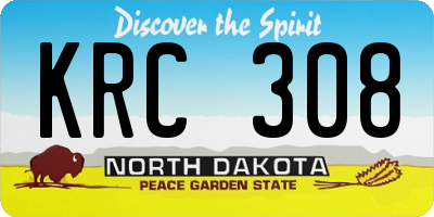 ND license plate KRC308