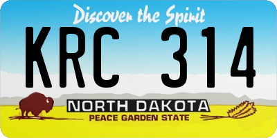ND license plate KRC314