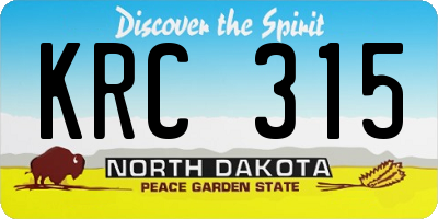 ND license plate KRC315