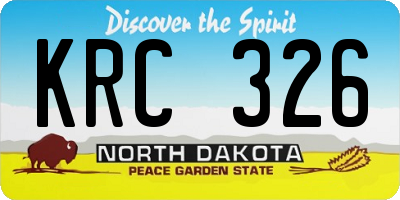 ND license plate KRC326