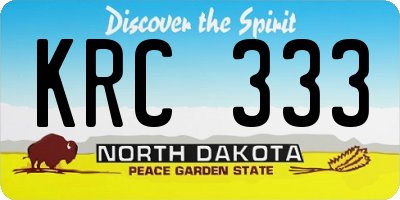 ND license plate KRC333