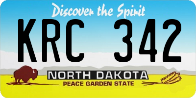 ND license plate KRC342