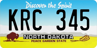 ND license plate KRC345
