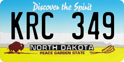 ND license plate KRC349
