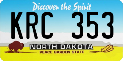 ND license plate KRC353