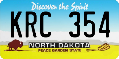 ND license plate KRC354