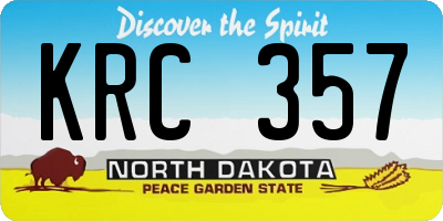 ND license plate KRC357