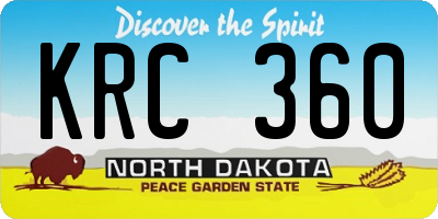 ND license plate KRC360
