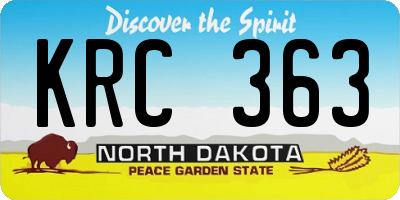 ND license plate KRC363