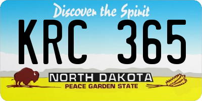 ND license plate KRC365
