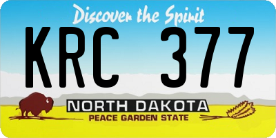 ND license plate KRC377