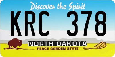 ND license plate KRC378