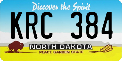 ND license plate KRC384