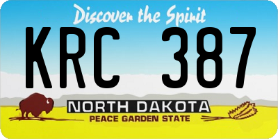 ND license plate KRC387