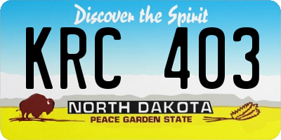 ND license plate KRC403
