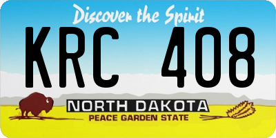 ND license plate KRC408