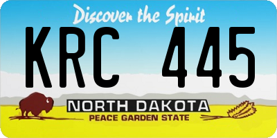 ND license plate KRC445
