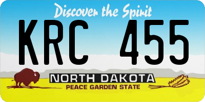 ND license plate KRC455
